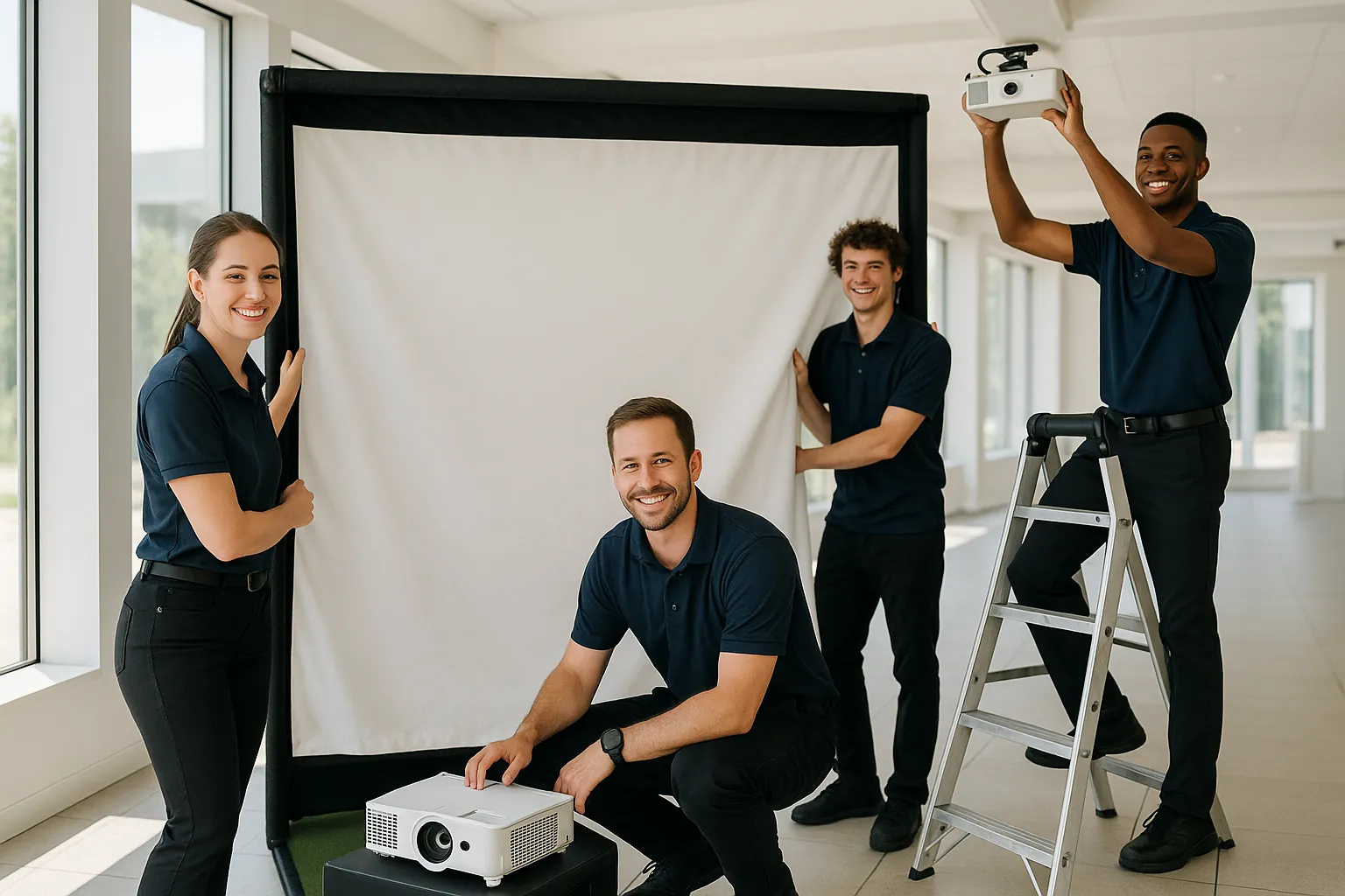 ParTee Golf professional crew setting up a golf simulator